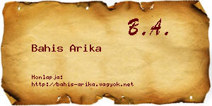 Bahis Arika névjegykártya